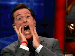 Colbert screaming gif