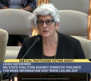 WSCADV's Leigh Hofheimer testifying at the State Legislature