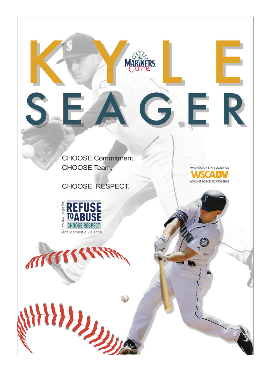 Image of PSA featuring Kyle Seager with the text "Choose Commitment, Choose Team, Choose Respect"