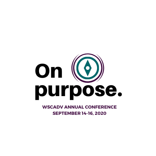 Image of a compass with text "On purpose. WSCADV annual conference September 14-16, 2020."