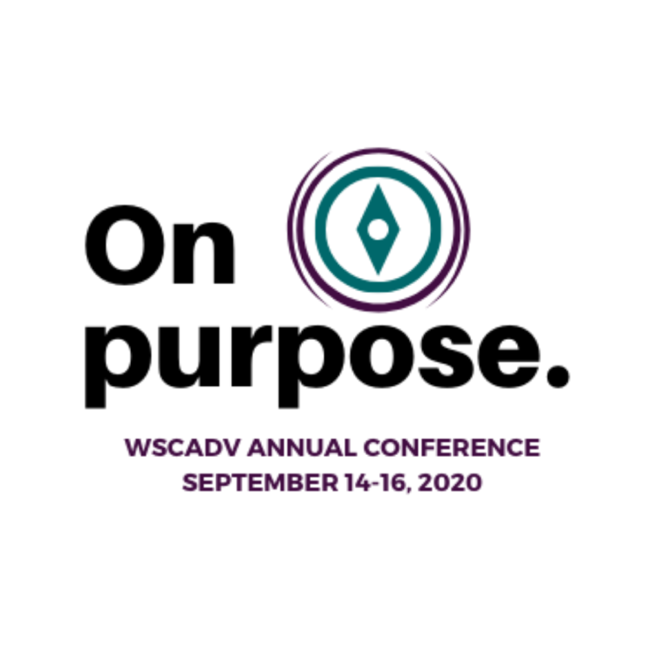 Image of a compass with text "On purpose. WSCADV annual conference September 14-16, 2020."