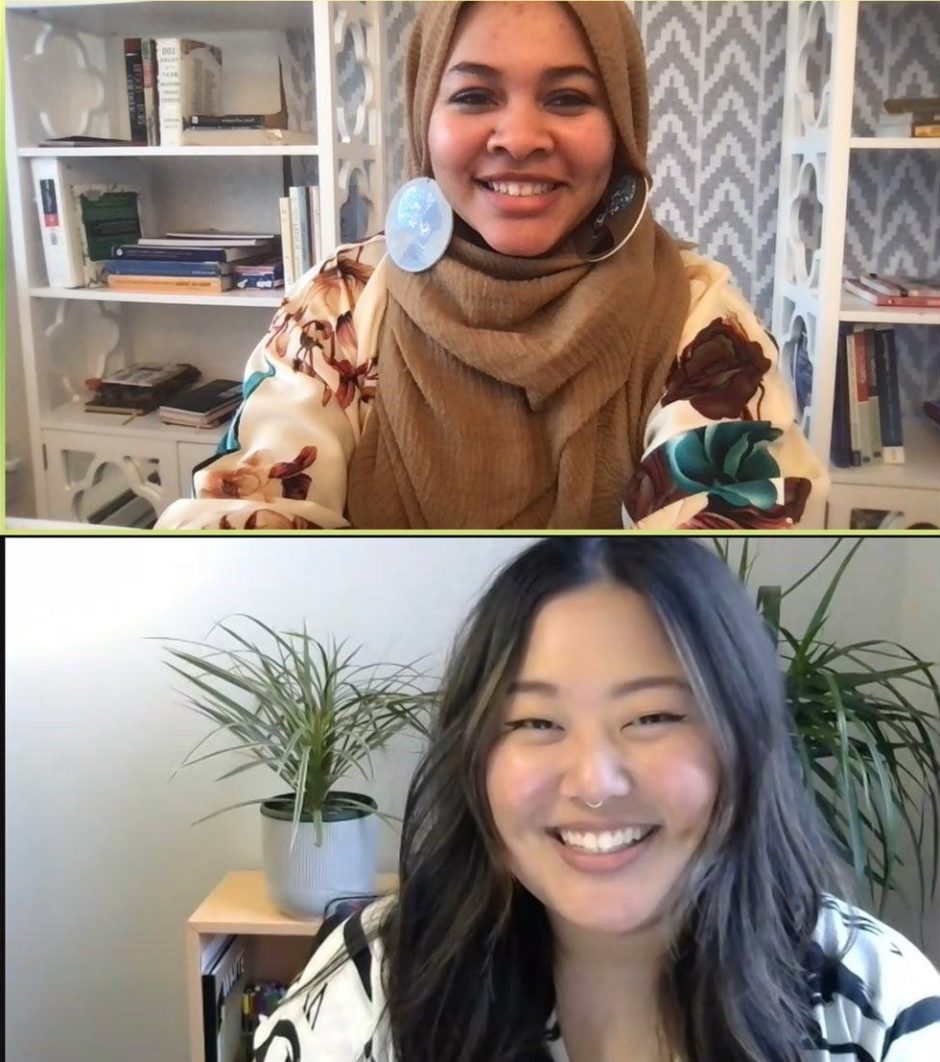Screenshot of four women on Zoom during our 2021 Virtual Advocacy Day. They are both smiling warmly.